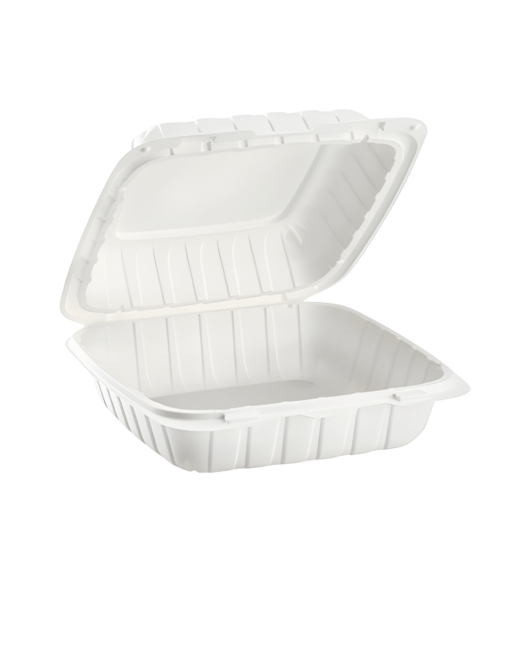 Royalty Eco White 8x8 1 Compartment MFPP Hinged Container - REP-MFPP881-W - CleanCo