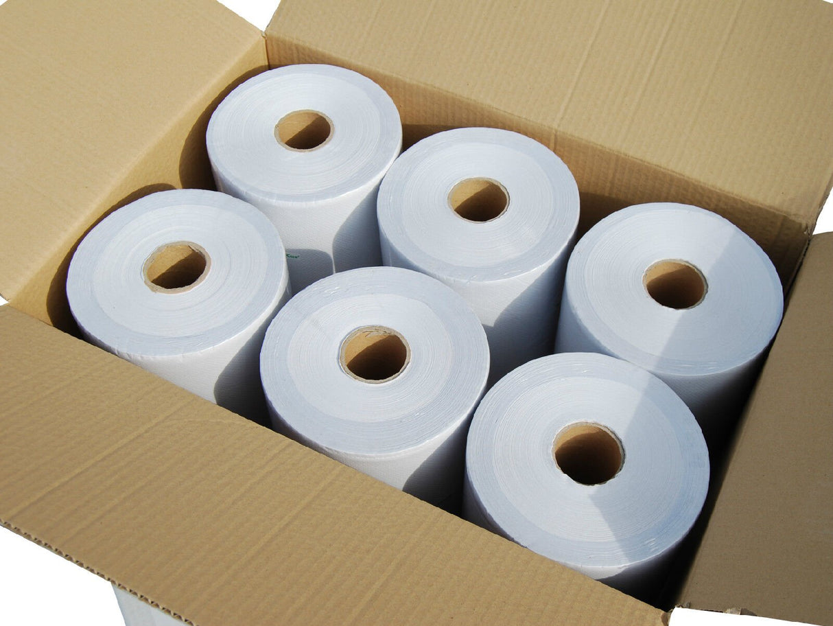 SunnyCare Hardwound Roll Towels 8" X 800' White 6 Rolls/Case - CleanCo