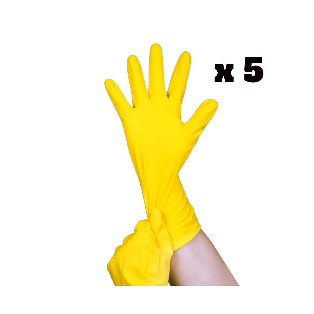 Yellow Latex Flocklined Household Glove Pair - CleanCo