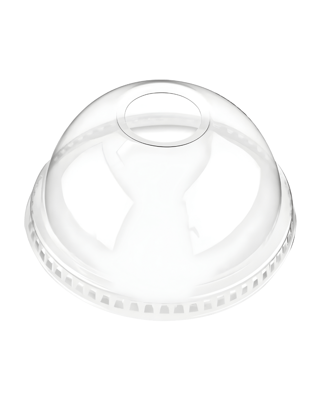 12 - 24oz PET Dome Lid w/Hole 98mm - PETDL-98 - CleanCo