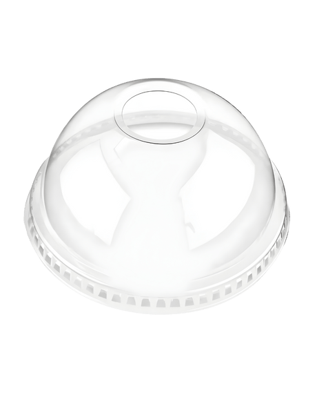12 - 24oz PET Dome Lid w/Hole 98mm - PETDL-98 - CleanCo