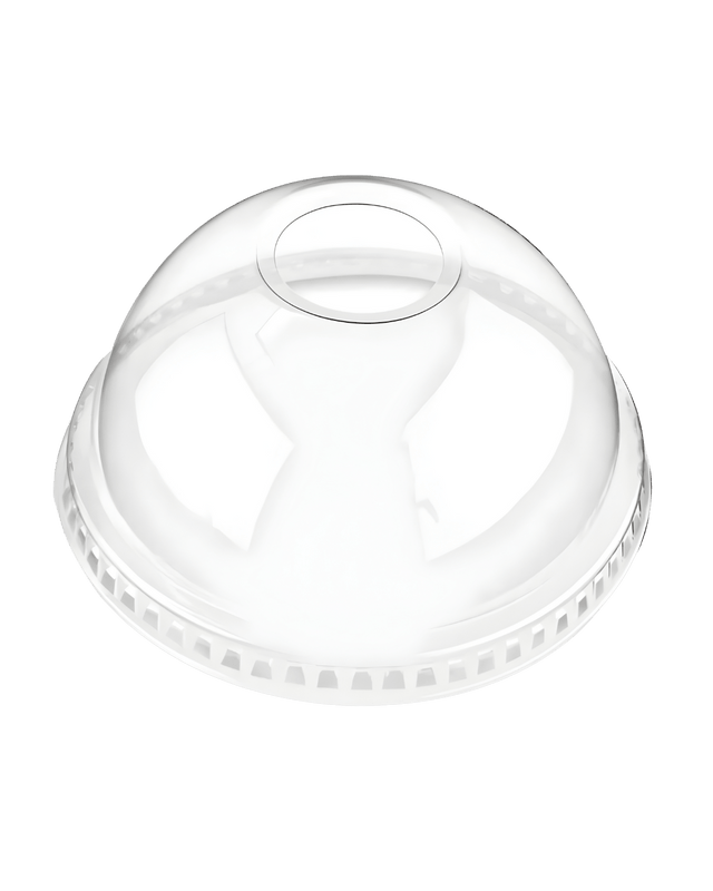 12 - 24oz PET Dome Lid w/Hole 98mm - PETDL-98 - CleanCo