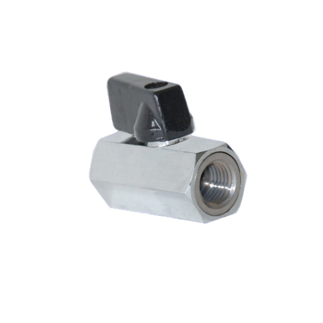 BALL VALVE MINI HEX CHROME 1/4" FEMALE X FEMALE - CleanCo