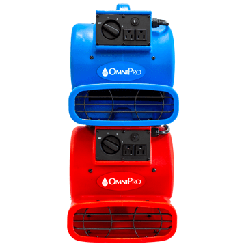 Omni Dry, Mini Air Mover, with Daisy Chain, 1.8 AMP, 1/5 HP, 3 - Speed, Blue - CleanCo