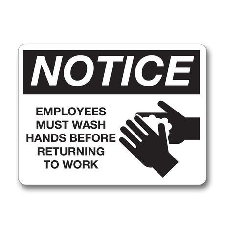 Palmer Fixture IS8001 Employee’s Must Wash Hands Notice Sign - CleanCo