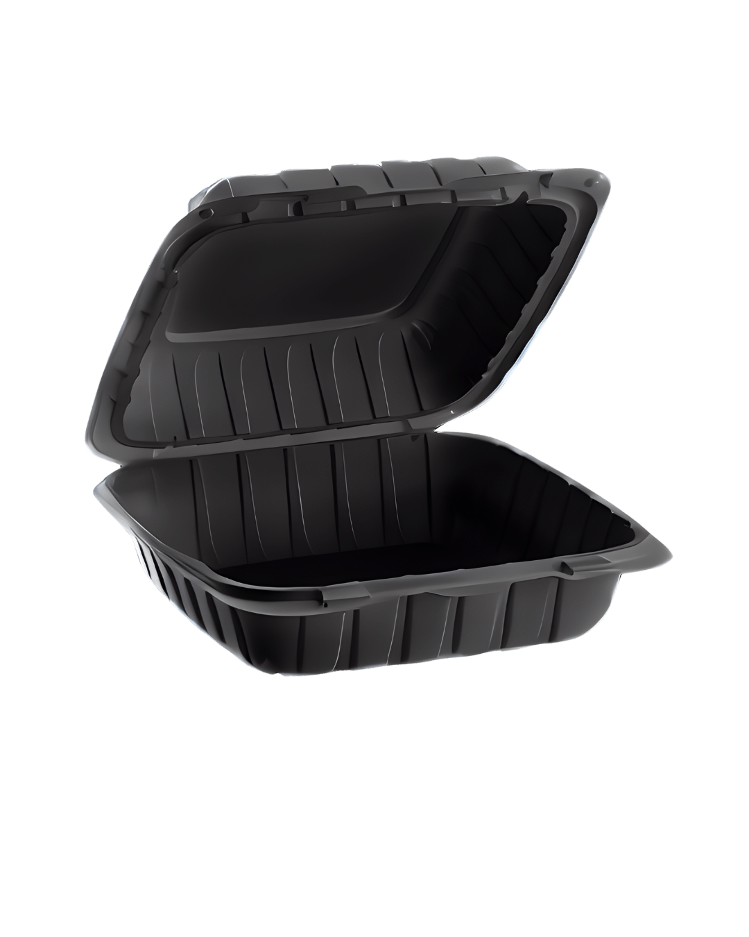 Royalty Eco Black 6x6 1 Compartment MFPP Hinged Container - REP-MFPP66-B - CleanCo