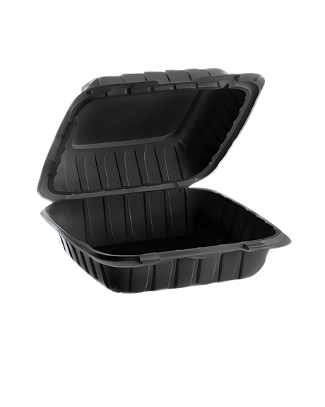 Royalty Eco Black 6x6 1 Compartment MFPP Hinged Container - REP-MFPP66-B - CleanCo