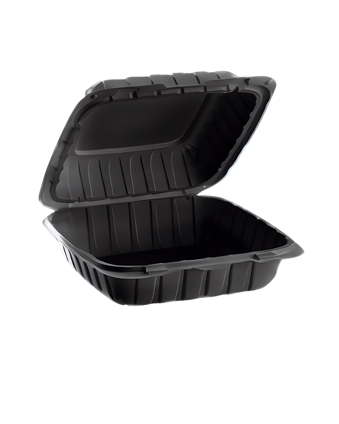 Royalty Eco Black 8x8 1 Compartment MFPP Hinged Container - REP-MFPP881-B - CleanCo