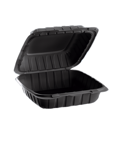 Royalty Eco Black 8x8 1 Compartment MFPP Hinged Container - REP-MFPP881-B - CleanCo