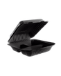 Royalty Eco Black 8x8 3 Compartment MFPP Hinged Container - REP-MFPP883-B - CleanCo