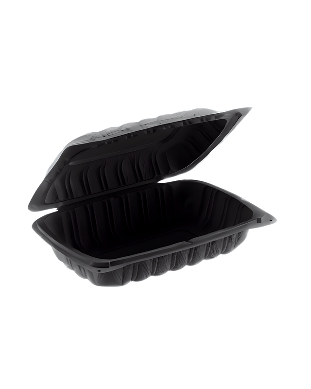 Royalty Eco Black 9x6 1 Compartment MFPP Hinged Container - REP-MFPP96-B - CleanCo