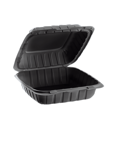 Royalty Eco Black 9x9 1 Compartment MFPP Hinged Container - REP-MFPP991-B - CleanCo