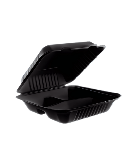 Royalty Eco Black 9x9 3 Compartment MFPP Hinged Container - REP-MFPP993-B - CleanCo