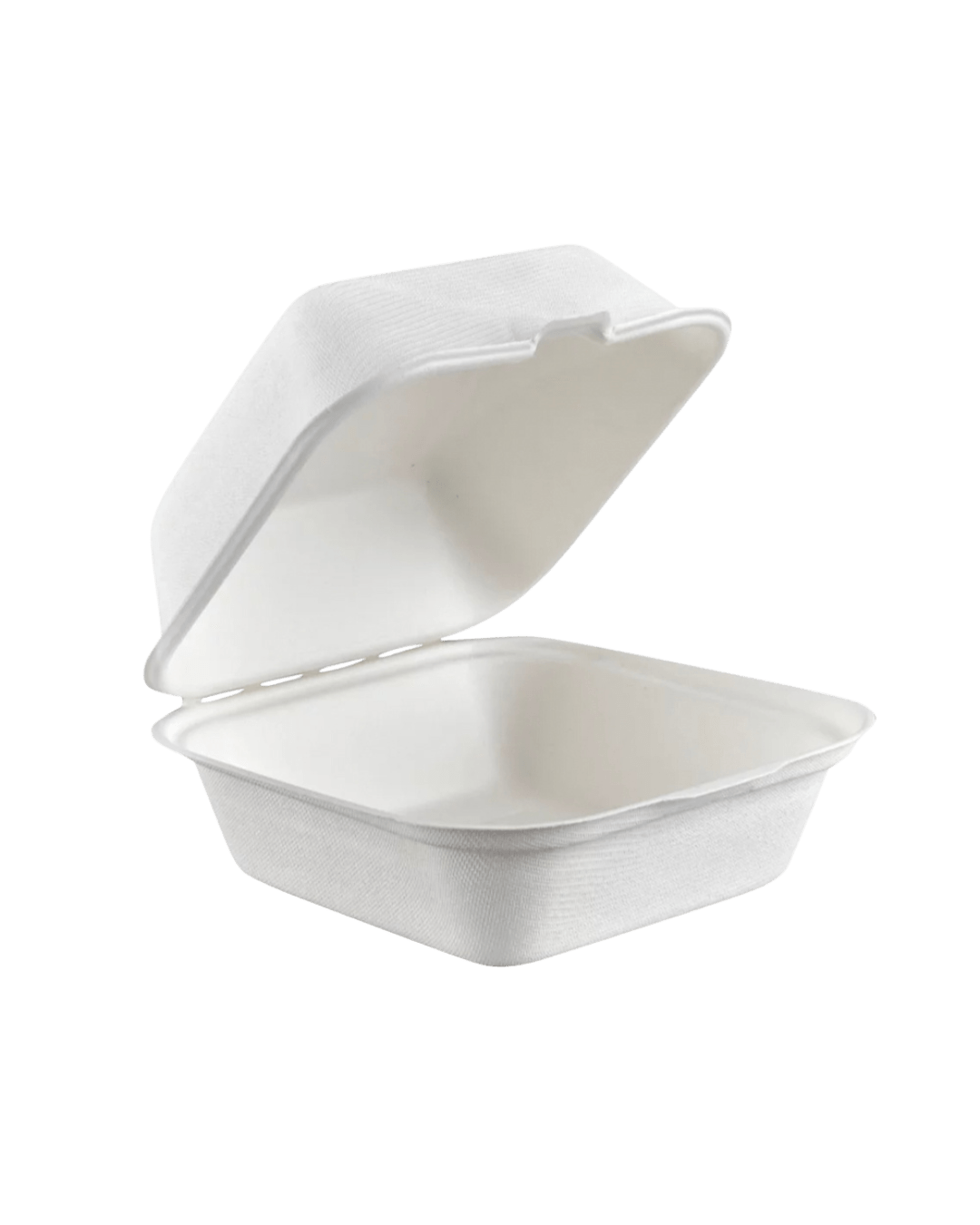 Royalty Eco Premium 6" x 6", 1 Compartment, Bagasse, Hinged Container - REP-BHC66 - CleanCo