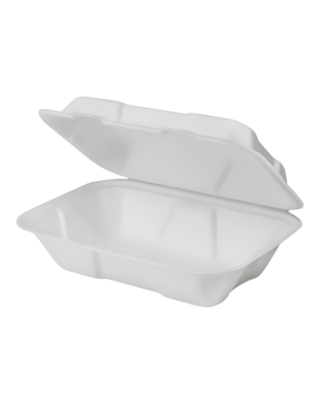 Royalty Eco Premium 9" x 6", 1 Compartment, Bagasse, Hinged Container - REP-BHC963 - CleanCo