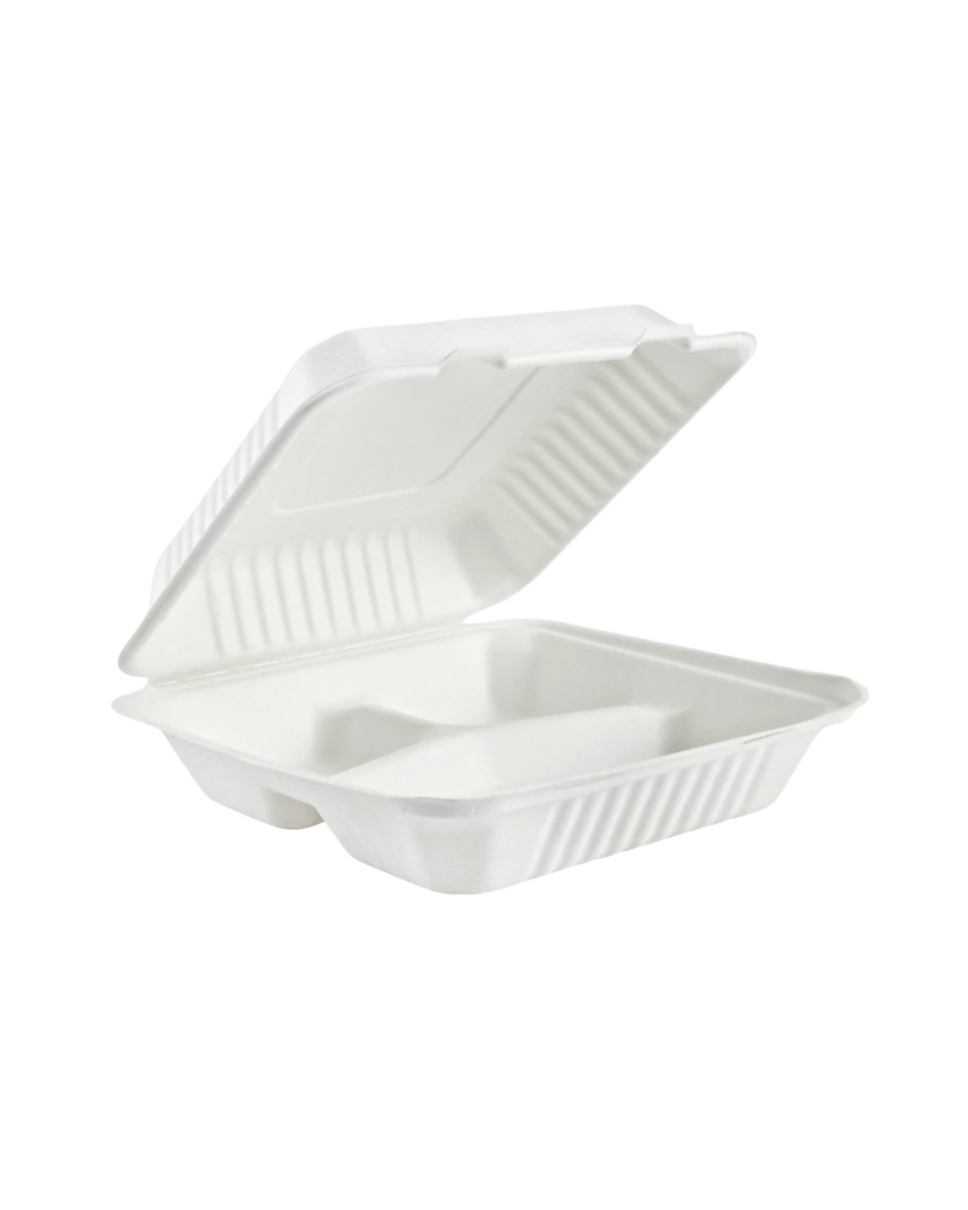 Royalty Eco Premium 9" x 9", 3 Compartment, Bagasse, Hinged Container - REP-BHC993 - CleanCo