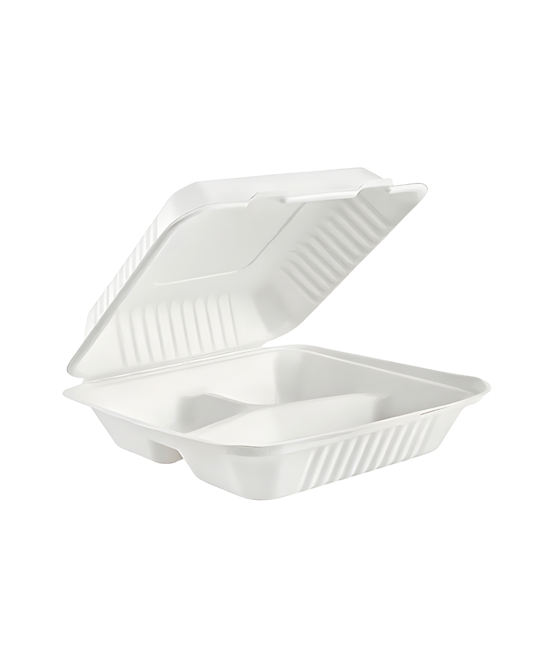 Royalty Eco White 8x8 3 Compartment MFPP Hinged Container - REP-MFPP883-W - CleanCo