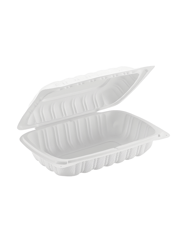 Royalty Eco White 9x6 1 Compartment MFPP Hinged Container - REP-MFPP96-W - CleanCo