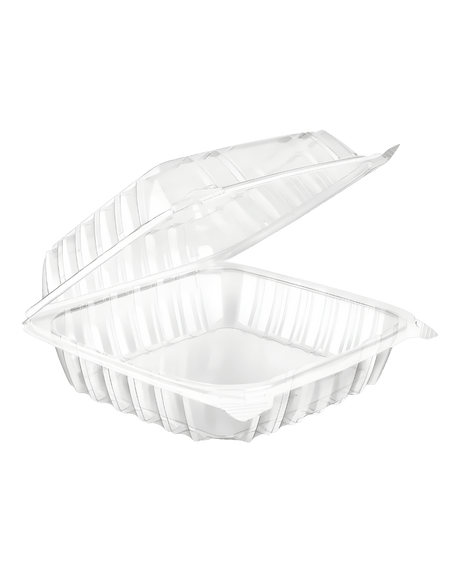 Royalty Take - Out Container Hinged 8" x 8" 1 Compartment RPET Clear 250/Case - MPS-HCPET881 - CleanCo