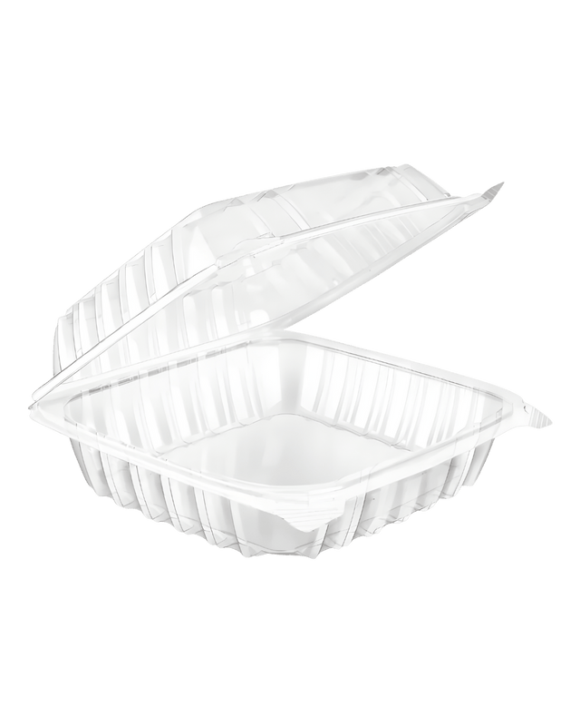 Royalty Take - Out Container Hinged 8" x 8" 1 Compartment RPET Clear 250/Case - MPS-HCPET881 - CleanCo