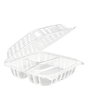 Royalty Take - Out Container Hinged 8" x 8" 3 Compartment RPET Clear 250/Case - MPS-HCPET883 - CleanCo