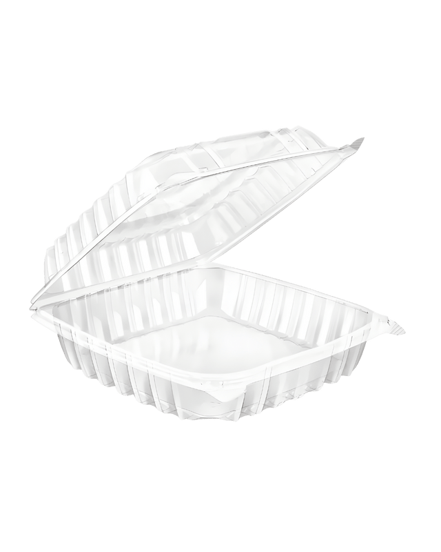 Royalty Take - Out Container Hinged 9" x 9" 1 Compartment RPET Clear 200/Case - MPS-HCPET991 - CleanCo