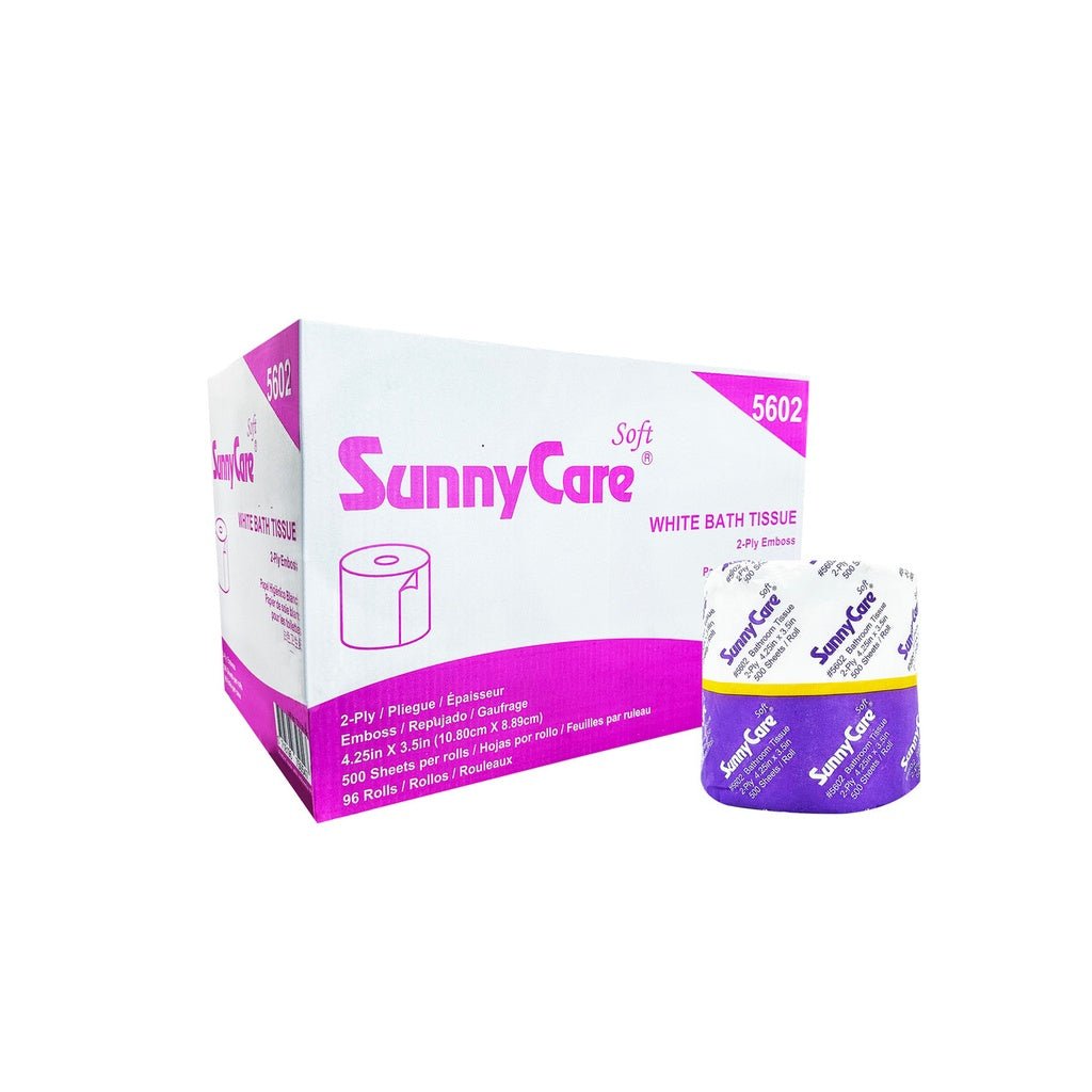 SunnyCare 5602 Toilet Tissue 2-Ply Premium White 4.25" x 3.5" 96Rolls/Case - CleanCo