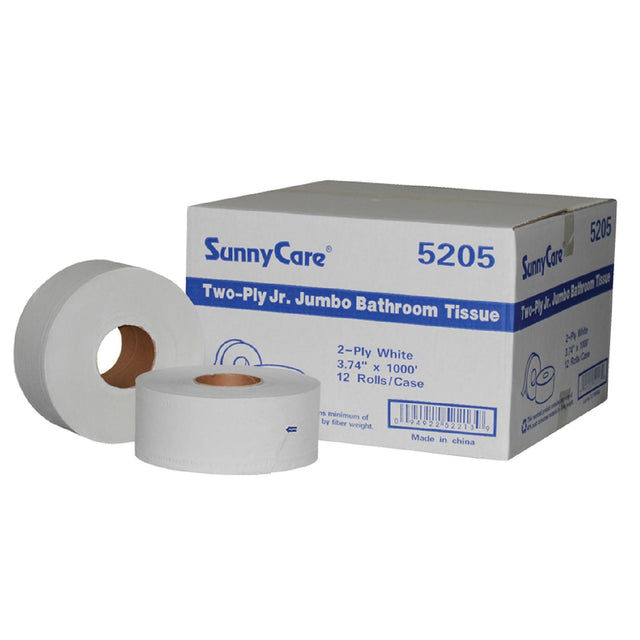 SunnyCare 9" Jr Jumbo Bathroom Tissue Recycle 2-PLY 3.74" x 1000' 12/CS - CleanCo