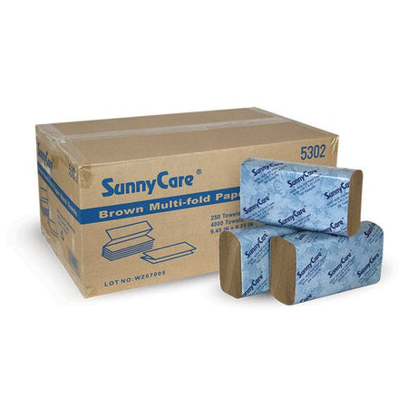 SunnyCare Multifold Paper Towels Kraft 9.45" X 9.25" 4000PCS - CleanCo
