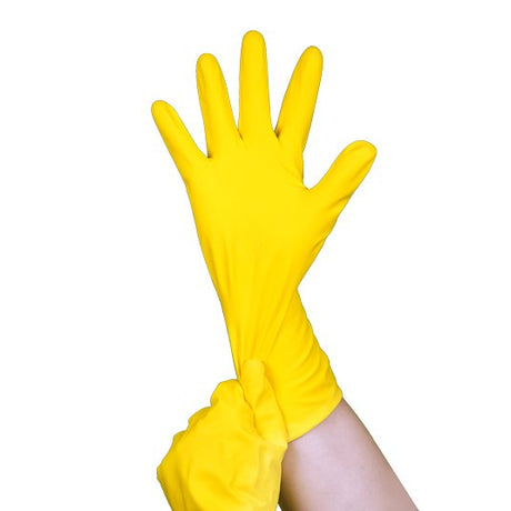 Yellow Latex Flocklined Household Glove Pair - CleanCo